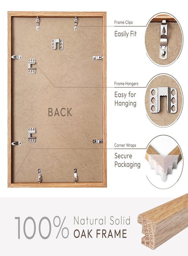 wallwisy 11x14 Picture Frame, 11x14 Solid Oak Frames with Mat to 8x10, 14x11 Wooden Frames for Wall, Natural Oak Wood Frame, Set of 3 - Image 4