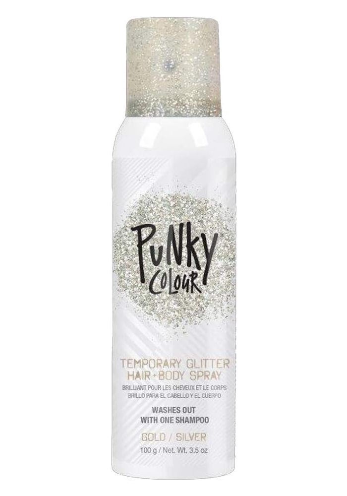 Jerome Russell Punky Temporary Hair and Body Glitter Color Spray - Gold/Silver, 3.5 oz - Image 1