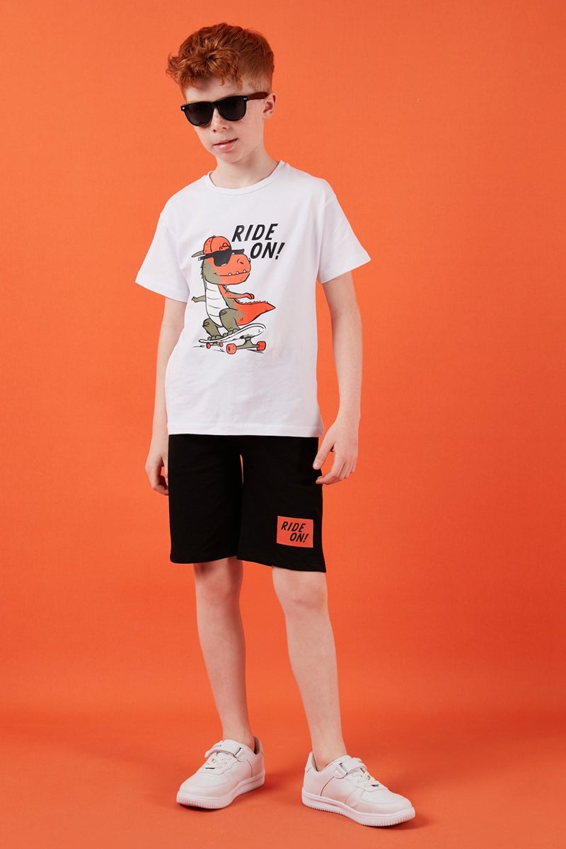 Lela Cotton Regular Fit Crew Neck Top and Bottom Set with Shorts Boy's Suit 6212014 - Image 1