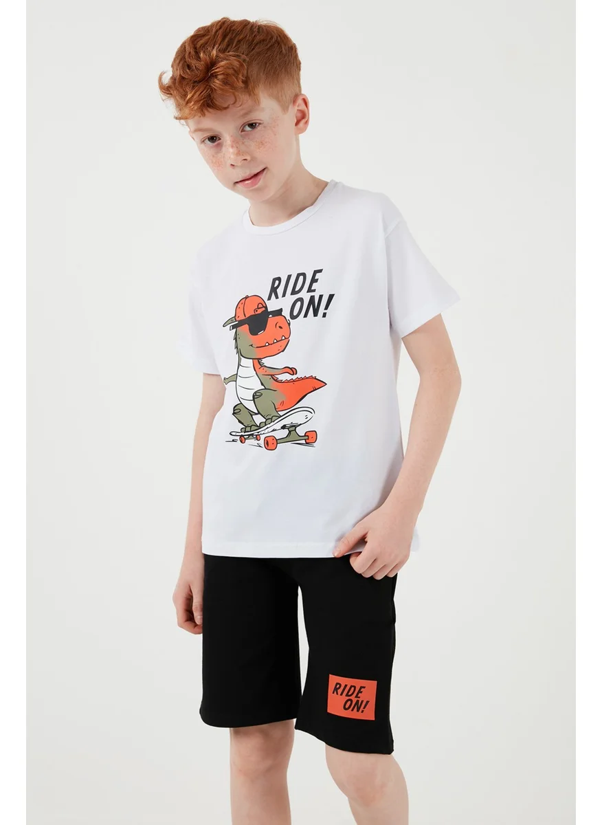 Lela Cotton Regular Fit Crew Neck Top and Bottom Set with Shorts Boy's Suit 6212014