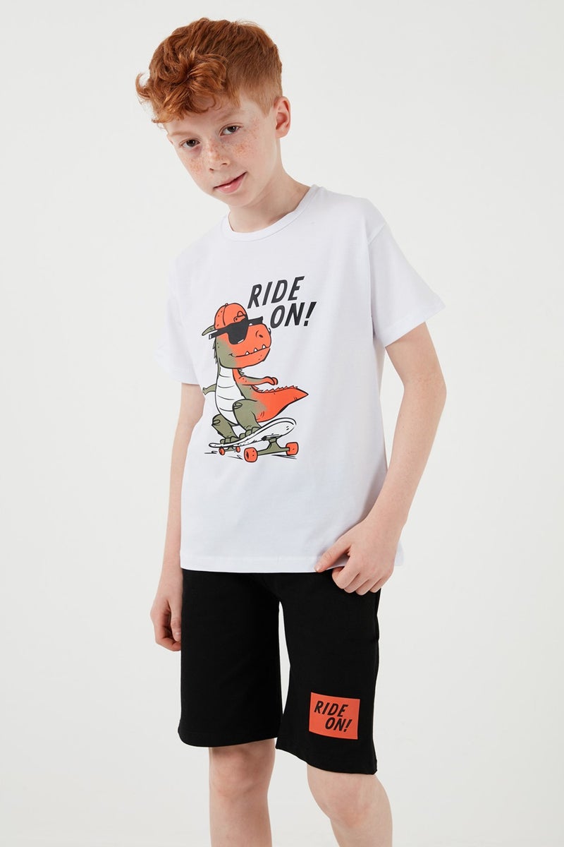 Lela Cotton Regular Fit Crew Neck Top and Bottom Set with Shorts Boy's Suit 6212014 - Image 3