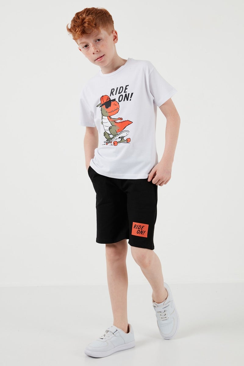 Lela Cotton Regular Fit Crew Neck Top and Bottom Set with Shorts Boy's Suit 6212014 - Image 2