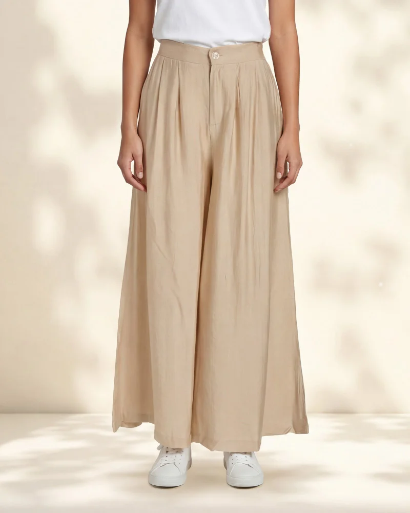 Redtag Women Beige Casual Trousers with Elasticated Waist