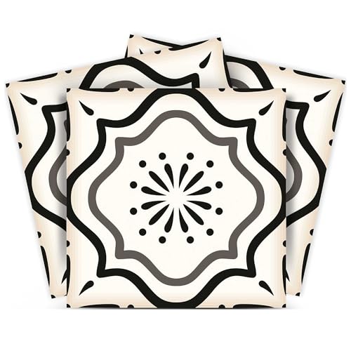 Mi Alma Black & White Collection Peel and Stick Tile Stickers 24 PC Set backsplash Tile Decals Bathroom & Kitchen Vinyl Wall Decals Easy to Apply Just Peel & Stick Home Decor (Black & White B5, 6x6 Inch) - Image 1