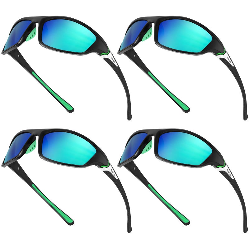 TOODOO 4 Pairs Men Polarized Sunglasses with UV Protection Driving Glasses Sports for Sport Outdoor Activities (Adorable Color) - Image 1