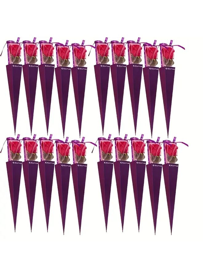 Coffee 20 Pack Single Rose Flower Boxes for Valentine Wedding Gift - Image 4