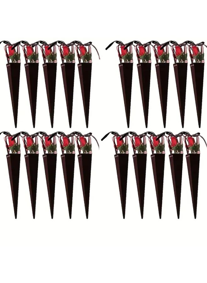 Coffee 20 Pack Single Rose Flower Boxes for Valentine Wedding Gift - Image 1