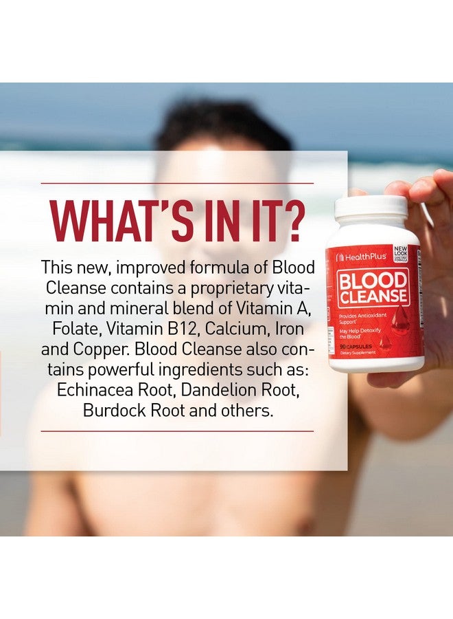 Health Plus Blood Cleanse - Dietary Supplement - Gluten Free, Natural Herbal ingredients (90 Capsules, 45 Servings) - Image 3