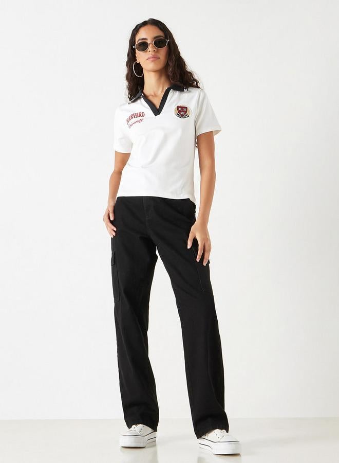 SP Characters Applique Detail Polo T-shirt with Short Sleeves - Image 2