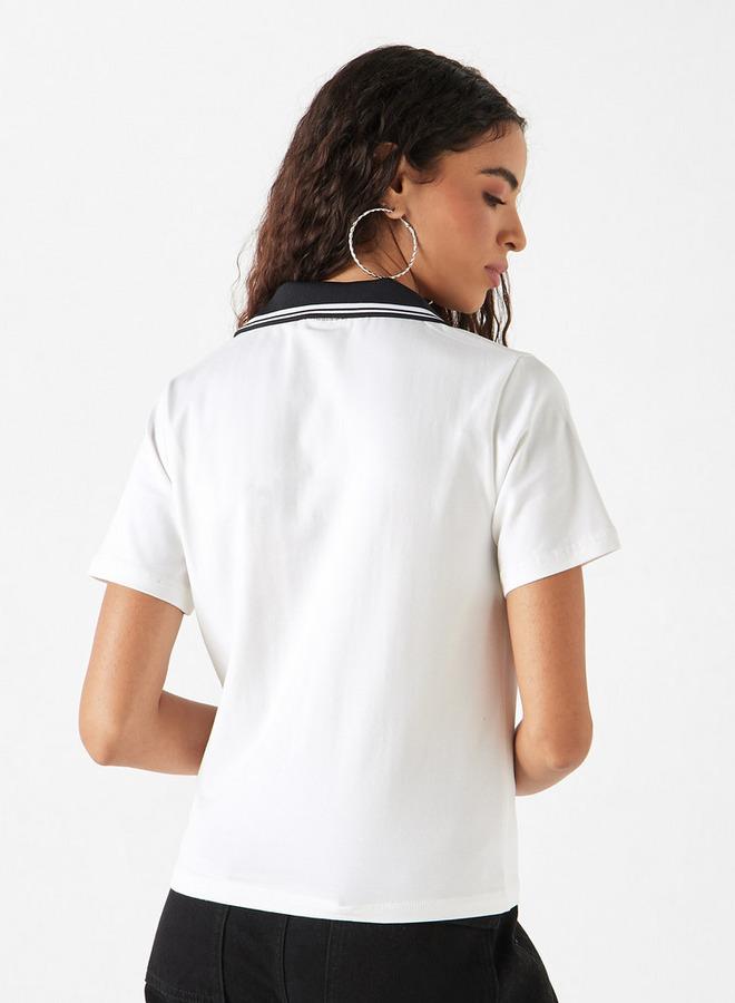 SP Characters Applique Detail Polo T-shirt with Short Sleeves - Image 3