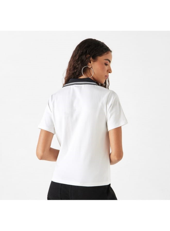 SP Characters Applique Detail Polo T-shirt with Short Sleeves - Image 4