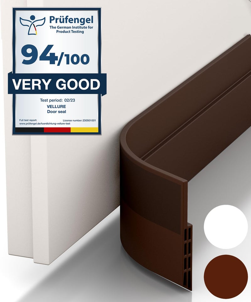 VellureÂ® door draft stoppers for bottom of door - NEW premium door sweep / door seal strip (save energy â€“ installs quickly and easily) door weather stripping, ideal for keeping out cold (1x39" brown) - Image 1