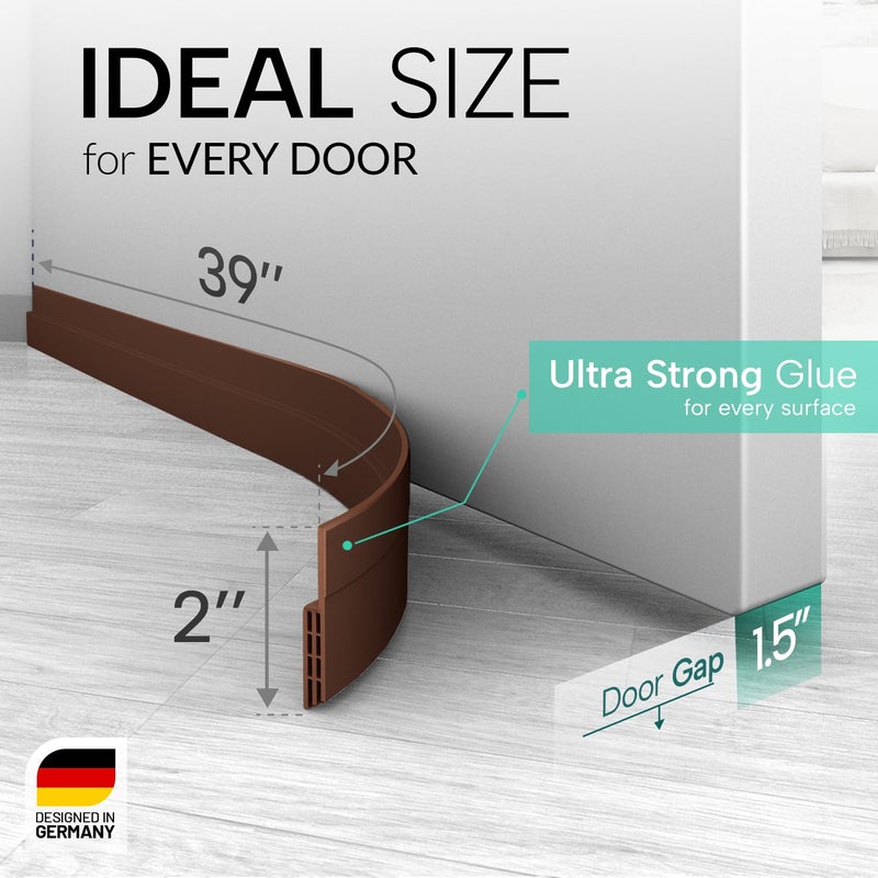 VellureÂ® door draft stoppers for bottom of door - NEW premium door sweep / door seal strip (save energy â€“ installs quickly and easily) door weather stripping, ideal for keeping out cold (1x39" brown) - Image 2