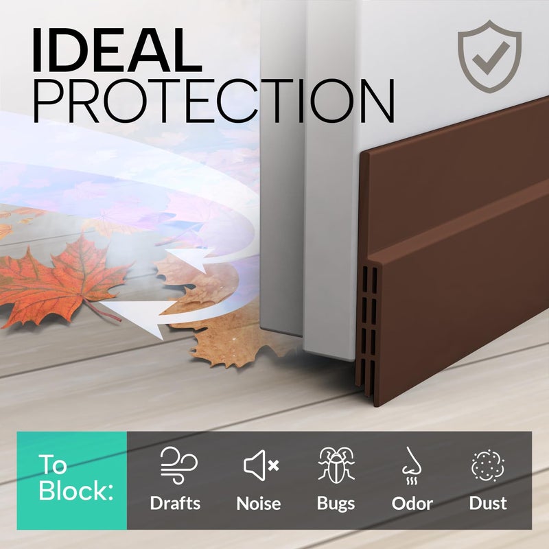 VellureÂ® door draft stoppers for bottom of door - NEW premium door sweep / door seal strip (save energy â€“ installs quickly and easily) door weather stripping, ideal for keeping out cold (1x39" brown) - Image 3