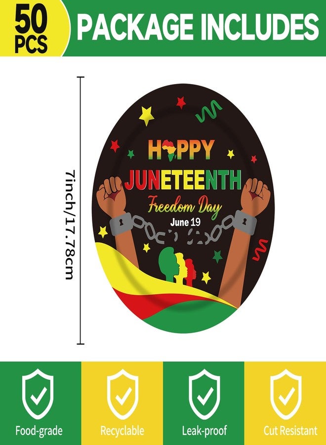 BOKFJBP مجموعة BOKFJBP من 50 قطعة من أطباق يوم التحرير (Juneteenth) - زينة يوم التحرير (Juneteenth) - أطباق ورقية للاستخدام مرة واحدة، مخصصة ليوم الحرية الأفريقي الأمريكي الأفريقي (Juneteenth) لعام 1865، الموافق 19 يونيو، شهر التاريخ الأفريقي الأسود - Image 2