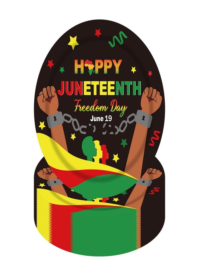 BOKFJBP مجموعة BOKFJBP من 50 قطعة من أطباق يوم التحرير (Juneteenth) - زينة يوم التحرير (Juneteenth) - أطباق ورقية للاستخدام مرة واحدة، مخصصة ليوم الحرية الأفريقي الأمريكي الأفريقي (Juneteenth) لعام 1865، الموافق 19 يونيو، شهر التاريخ الأفريقي الأسود - Image 1