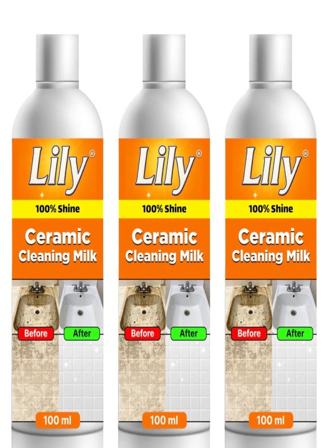 SHOPING NOW 3 Pcs Lily Ceramic Cleaning Milk Liquid, Floor Cleaner 100ml, Professional Tile and Surface Cleaner, 100% Shine Formula for Kitchen, Bathroom, Living Room (Pack of 3) - Image 1