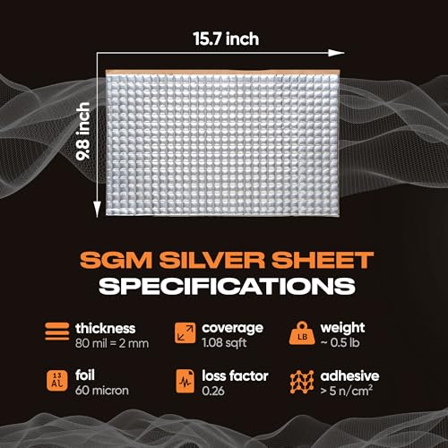 SGM Silver Car Sound Deadening Mat 80 mil (2mm) 36 sqft (3.4 sqm), Automotive Sound Deadener, Self Adhesive Butyl Car Sound Deadening Material, Audio Noise Insulation and Dampening Sheets - Image 2