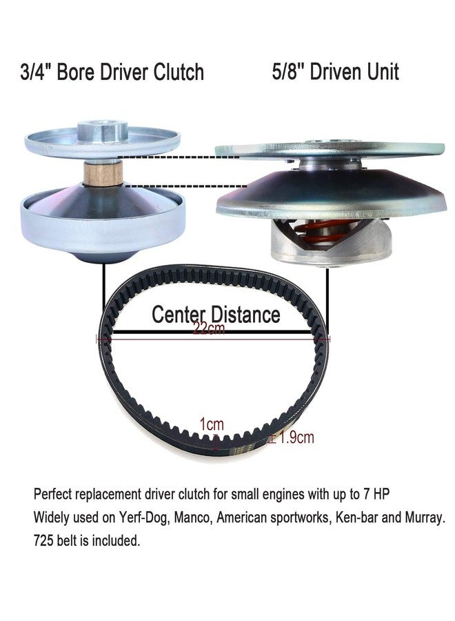 caqeg 30 Series Bore GO Kart CVT Torque Converter 3/4" Bore 6" Driven Asymmetric Go Kart Mini Bike with 5/8'' Driven Clutch Comet Kit with 725 Drive Belt - Image 3