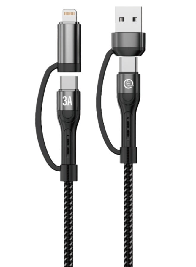 GOLDEN PLUS Multi-Charging USB Cable with IP Rating for Water and Dust Resistance, Micro USB Fast Charging Cable Compatible with iPhone 14, 13, 12, 11 Pro Max, Galaxy S20, 10, 9, 8, 7, and Android - Image 1