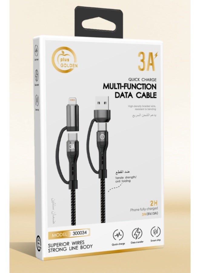 GOLDEN PLUS Multi-Charging USB Cable with IP Rating for Water and Dust Resistance, Micro USB Fast Charging Cable Compatible with iPhone 14, 13, 12, 11 Pro Max, Galaxy S20, 10, 9, 8, 7, and Android - Image 2