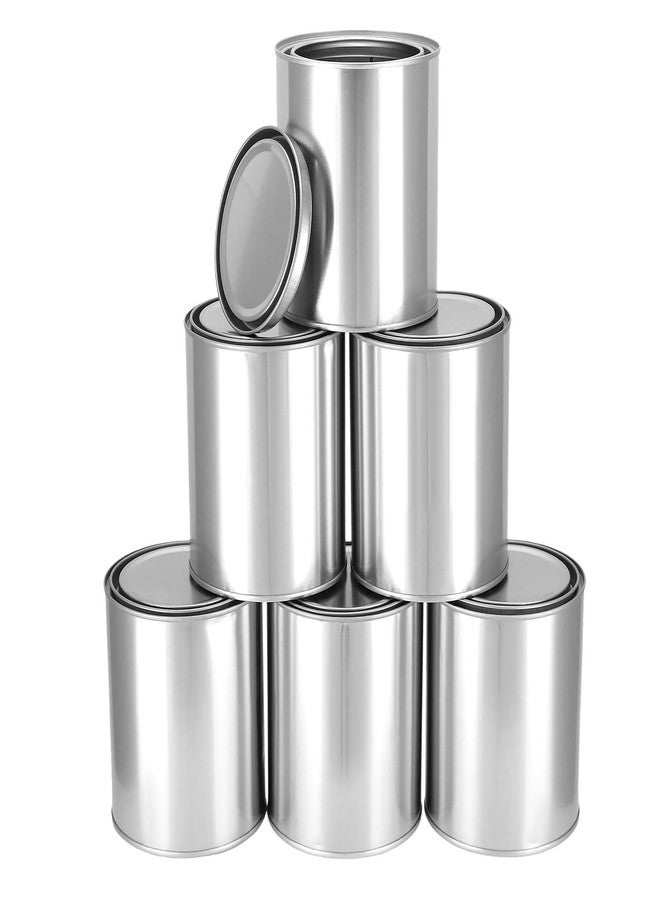 QWORK 6 Pack 1 Quart Metal Paint Cans with Lids - Empty Unlined Tinplate Containers Paint Buckets for Arts & Crafts, DIY Projects - Image 1