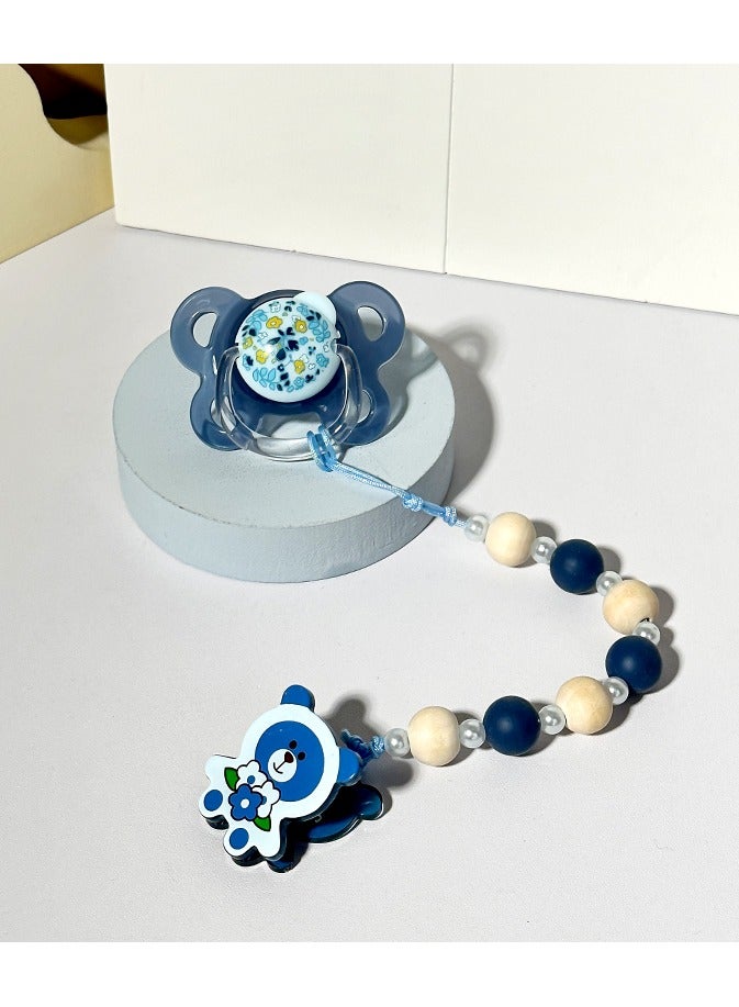 لهاية أطفال مع مشبك وسلسلة - مصنوعة من مادة البولي بروبيلين الآمنة غذائيًا والسيليكون الناعم، خالية من مادة BPA، لراحة مُهدئة للرضع(أزرق) - Image 4