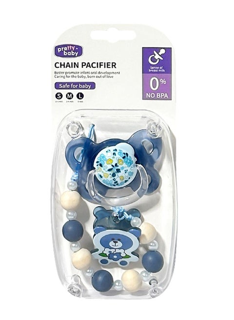 Baby Pacifier with Clip & Chain - Food-Grade PP & Soft Silicone, BPA-Free, Soothing Comfort for Infants(Blue)