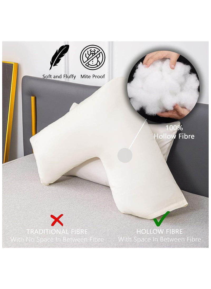 FABTEX - Soft Comfortable V Pillow With Pillowcase For Support During  After Pregnancy, For Extra Cushioning Support Can Also Be Used For Neck Head Back  White - Image 1