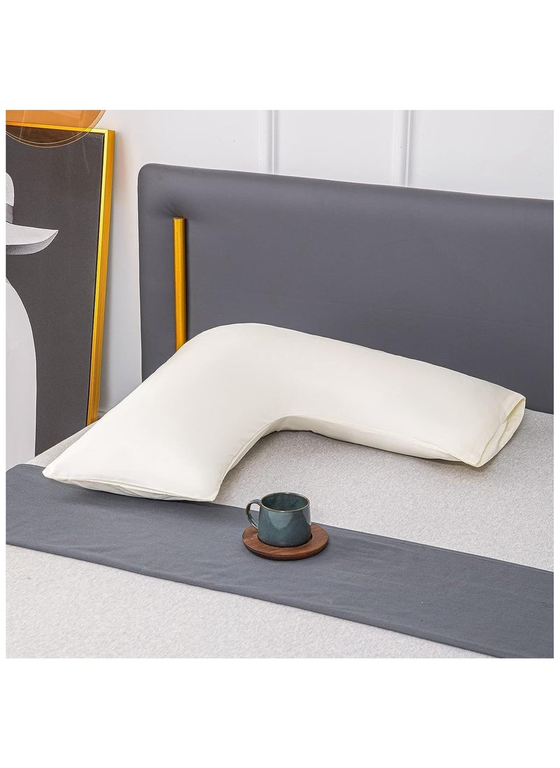 FABTEX - Soft Comfortable V Pillow With Pillowcase For Support During  After Pregnancy, For Extra Cushioning Support Can Also Be Used For Neck Head Back  White - Image 1