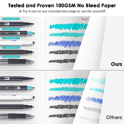 OFFIGIFT Graph Paper Notebook, 312 Numbered Pages B5 Hardcover Leather Journal, 100gsm No Bleed Grid Paper Notebook with Index Pages, Grid Notebook for Graphing Notes Math, 7.6'' X 10'', Black - Image 4