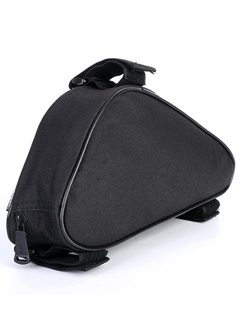 Generic - Bike Triangle Frame Bag Bicycle Cycling Storage Top Tube Front Pouch Saddle Bag for Road Mountain Bikes Adjustable Velcro Straps Water Resistant Polyester Zippered Pocket for Phone Wallet Keys Tools - Image 1
