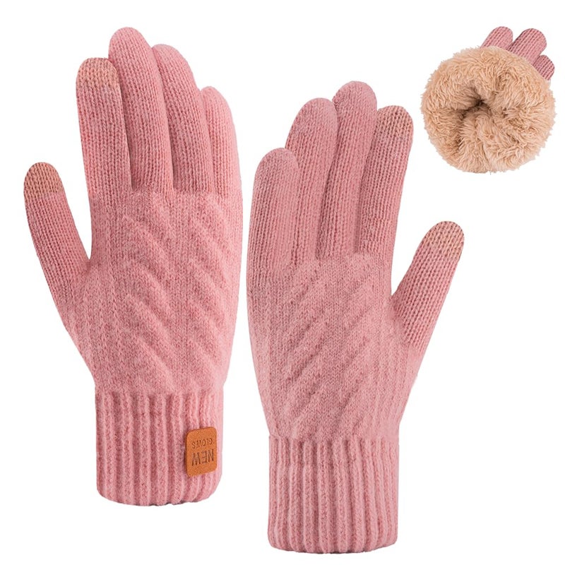 YukiniYa Kids Gloves Winter Thermal Double-Layer Knit Wool Fleece Lined Touchscreen for Boys Girls 4-18 Years Cold Weather - Image 1