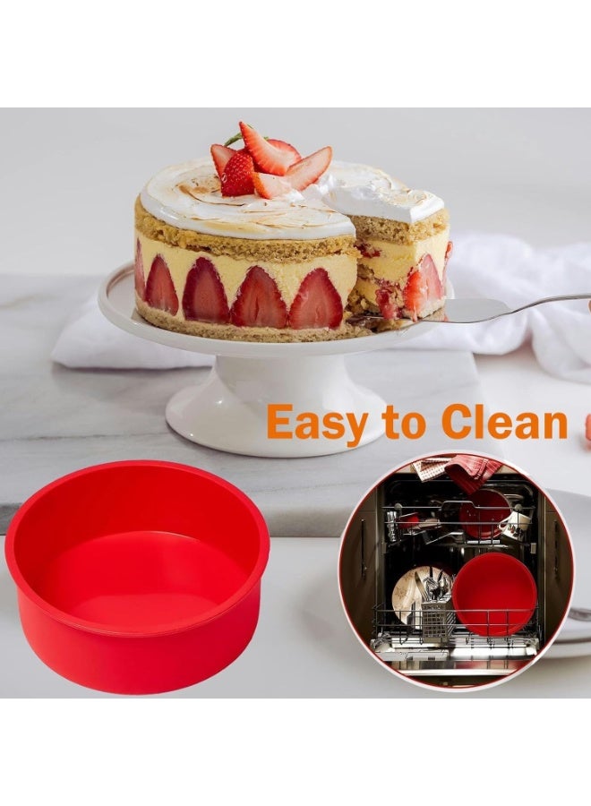 صينية كيك دائرية من السيليكون الفاخر مقاس 20 سم - قالب خبز غير لاصق بعمق 6 سم، خالٍ من مادة BPA، مصنوع من السيليكون الأوروبي عالي الجودة للكيك والخبز والفطائر والخبز في الفرن - متعدد الألوان - Image 2