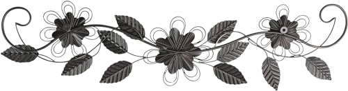 POBKING Enchanting Leaves Wall Art - Metal Leaves & Flowers Over Door, Black Metal, The Door Wall Decor - Image 2