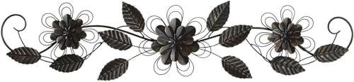 POBKING Enchanting Leaves Wall Art - Metal Leaves & Flowers Over Door, Black Metal, The Door Wall Decor - Image 1