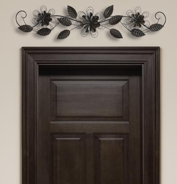 POBKING Enchanting Leaves Wall Art - Metal Leaves & Flowers Over Door, Black Metal, The Door Wall Decor - Image 4