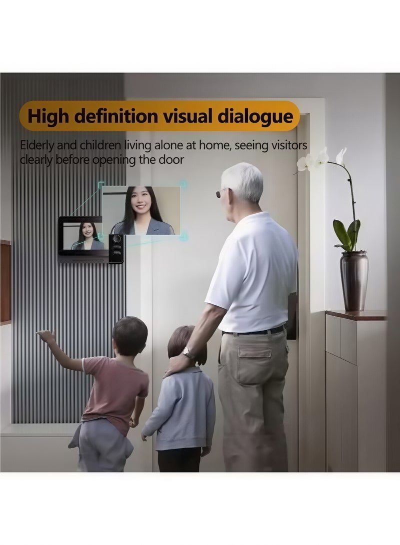 Wireless doorbell camera without subscription service, 8-megapixel waterproof doorbell camera with display screen, no WiFi and APP function, two-way video intercom, 130 ° wide-angle video night vision, equipped with 64G memory card - Image 2