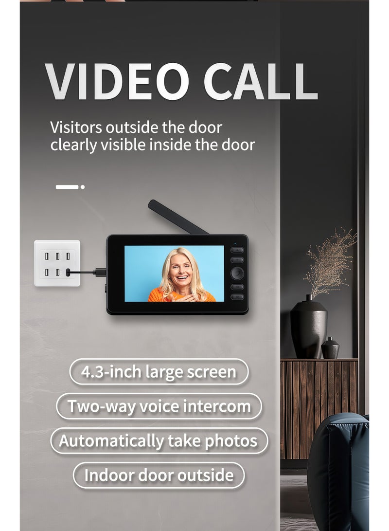 Wireless doorbell camera without subscription service, 8-megapixel waterproof doorbell camera with display screen, no WiFi and APP function, two-way video intercom, 130 ° wide-angle video night vision, equipped with 64G memory card - Image 5