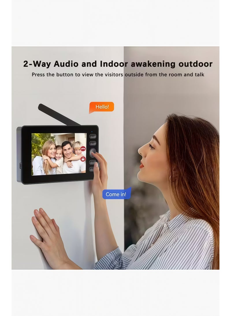 Wireless doorbell camera without subscription service, 8-megapixel waterproof doorbell camera with display screen, no WiFi and APP function, two-way video intercom, 130 ° wide-angle video night vision, equipped with 64G memory card - Image 4