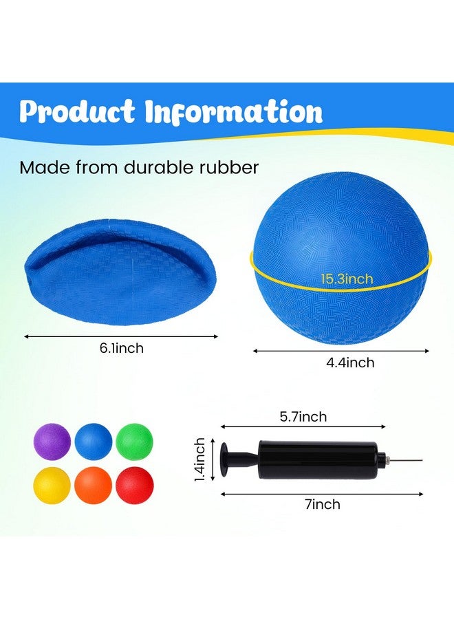 Shindel كرات ملعب شيندل 6 قطع مع مضخة هواء، كرة دودج قابلة للنفخ بحجم 5 بوصات للأطفال في الداخل والخارج - Image 2