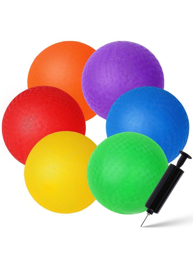 Shindel كرات ملعب شيندل 6 قطع مع مضخة هواء، كرة دودج قابلة للنفخ بحجم 5 بوصات للأطفال في الداخل والخارج - Image 1