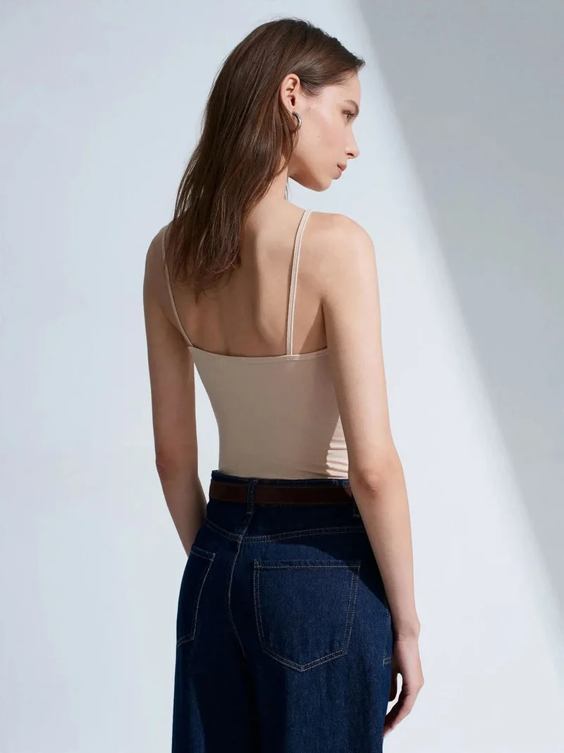 Dilvin DILVIN Lace V-Neck Sleeveless Cami Blouse