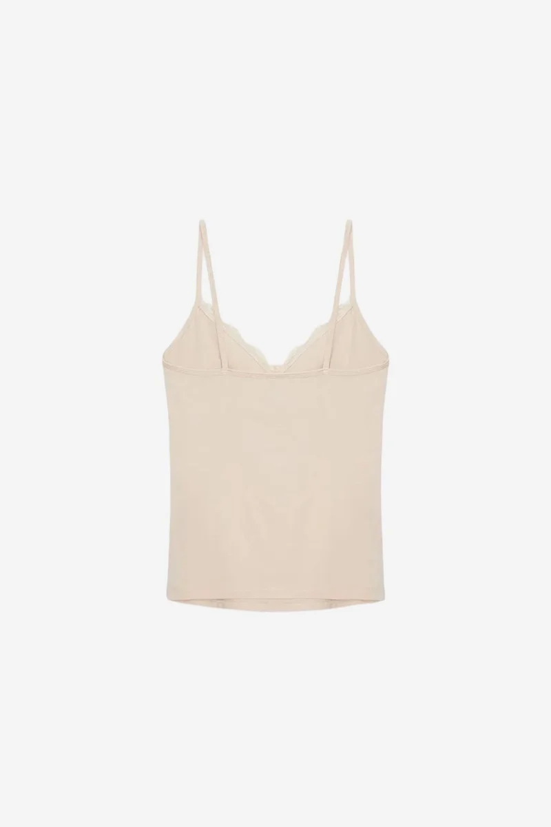 Dilvin Beige Natural DILVIN Lace V-Neck Sleeveless Cami Blouse for Women | Best Price UAE