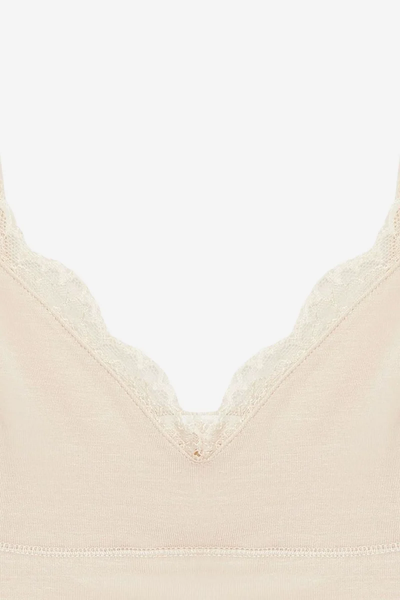 Dilvin Beige Natural DILVIN Lace V-Neck Sleeveless Cami Blouse for Women | Best Price UAE