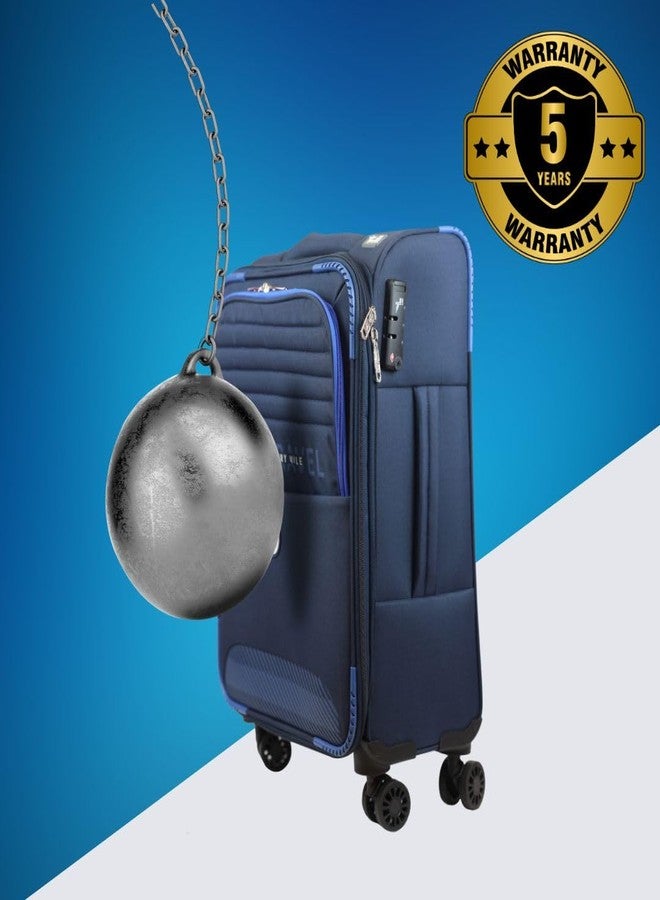 Ligo Feather 28 Inch Large Cabin Size Polyester Soft & Expendables 8 Wheels Luggage/Suitcase/Trolley Bag (Navy Blue) - Image 4