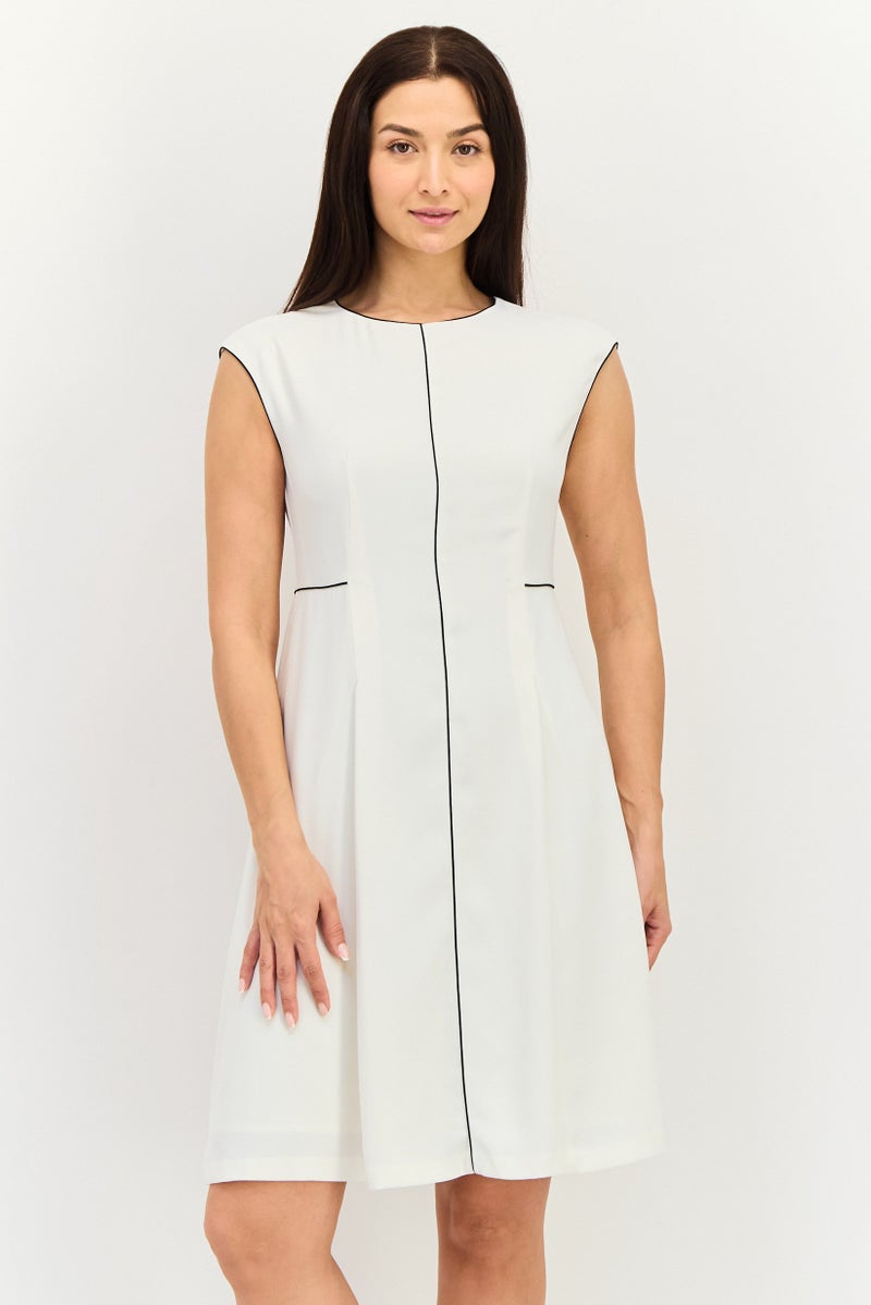 SELECTED Women Solid Midi Dress, White - Image 1