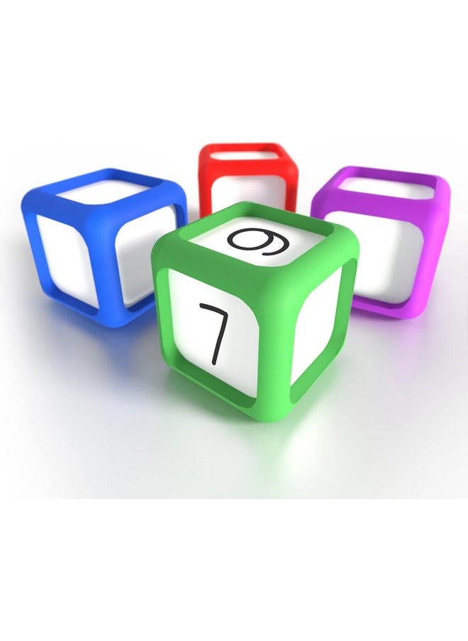 Scribbledo Scribbledo Dry Erase Dice Set of 4-2x2 inches Multipurpose Colorful Write On Wipe Off Dry Erase Blocks Blank Pocket Dice to Draw Letters Numbers and Much More Educational Classroom Supplies for Kids  - Image 1