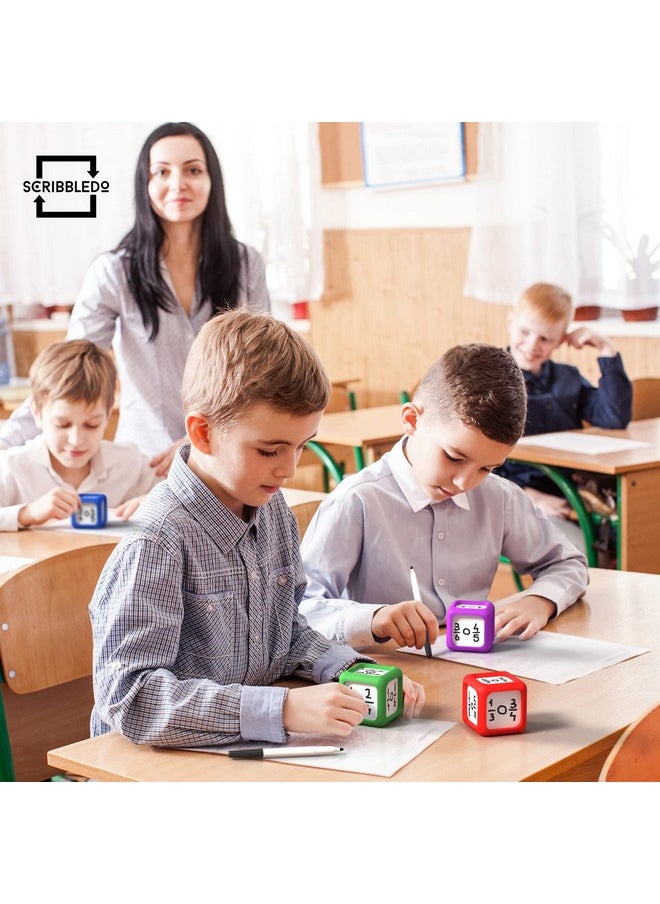 Scribbledo Scribbledo Dry Erase Dice Set of 4-2x2 inches Multipurpose Colorful Write On Wipe Off Dry Erase Blocks Blank Pocket Dice to Draw Letters Numbers and Much More Educational Classroom Supplies for Kids  - Image 3
