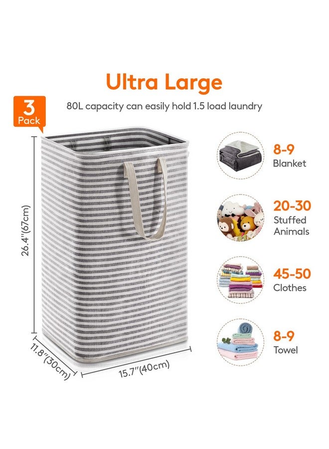 لايفويت مجموعة من 3 سلال غسيل كبيرة قابلة للطي من لايف ويت، سلة غسيل مستقلة مقاومة للماء مع مقابض سهلة الحمل في غرفة الغسيل وغرفة النوم والحمام والسكن الجامعي للبالغين، لون أسود، 3 × 80 لتر - Image 4